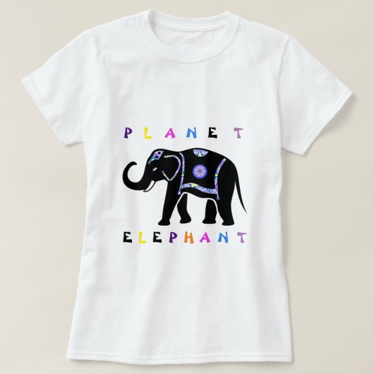 Kleurrijk Planet Elephant T-shirt (Design voorkant)