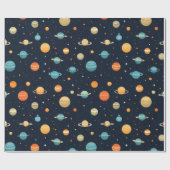 Kleurrijk Planetenpatroon Cadeaupapier (Vlak)