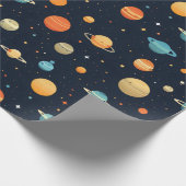 Kleurrijk Planetenpatroon Cadeaupapier (Hoek)