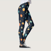 Kleurrijk Planetenpatroon Leggings (Rechts)