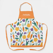 Kleurrijk plantaardig patroon met Oranje naam Schort (Voorkant)