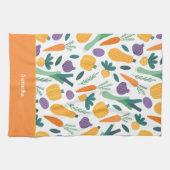 Kleurrijk plantaardig patroon met Oranje naam Theedoek (Horizontaal)