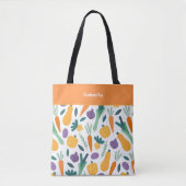 Kleurrijk plantaardig patroon met Oranje naam Tote Bag (Voorkant)