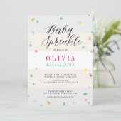 Kleurrijk Plezier Confetti Modern Script Baby Fees Kaart (Staand voorkant)