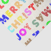 Kleurrijk Plezier Fantasievolle Kerst Script Decou Tissuepapier (Detail)