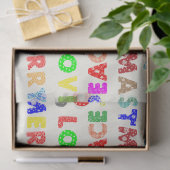 Kleurrijk Plezier Fantasievolle Kerst Script Decou Tissuepapier (Geschenk)