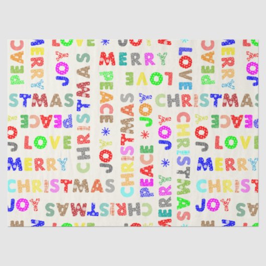 Kleurrijk Plezier Fantasievolle Kerst Script Decou Tissuepapier (Voorkant)