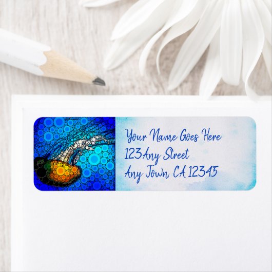 Kleurrijk plezier in de zeeduivel, aangepast scrip etiket (Insitu)