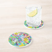 Kleurrijk plezier van Lydia's Art Sangria Zandsteen Onderzetter (Zijkant)