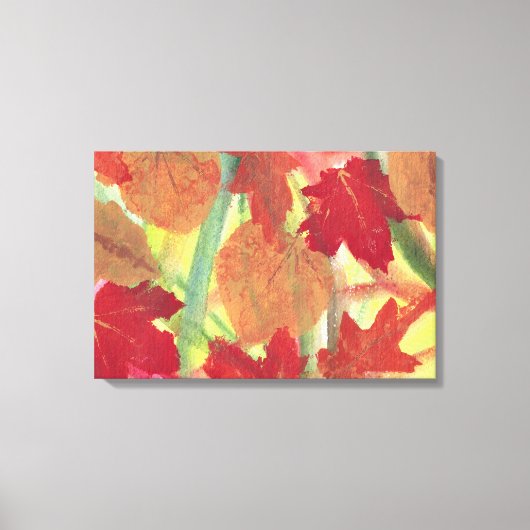 Kleurrijk Plezierige Herfst Bladeren Gewikkelde Ca Canvas Afdruk (Voorkant)