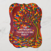 Kleurrijk Plezierige Herfstboom Thanksgiving Ontmo Kaart (Voorkant / Achterkant)