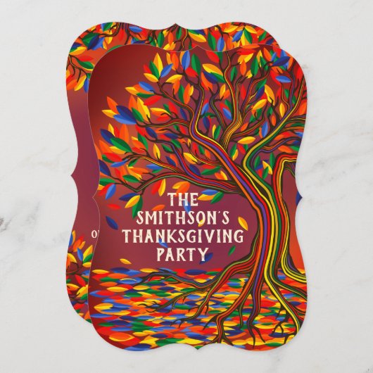 Kleurrijk Plezierige Herfstboom Thanksgiving Ontmo Kaart (Voorkant / Achterkant)