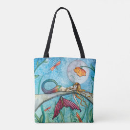 Kleurrijk Plezierige Zeemeermin Kunst van Molly Ha Tote Bag