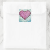 Kleurrijk Pointillism Heart Pink Vierkante Sticker (Tas)