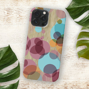 Kleurrijk poka stipt kunstpatroon op houtkorrel iPhone 15 pro max hoesje