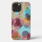 Kleurrijk poka stipt kunstpatroon op houtkorrel iPhone hoesje (Achterkant)