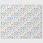 Kleurrijk pokadot-kunstpatroon op zwart wit cadeaupapier (Vlak)