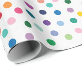 Kleurrijk pokadot-kunstpatroon op zwart wit cadeaupapier (Rol Hoek)