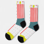  kleurrijk polka dot pattern l Roze and white Sokken (Links)