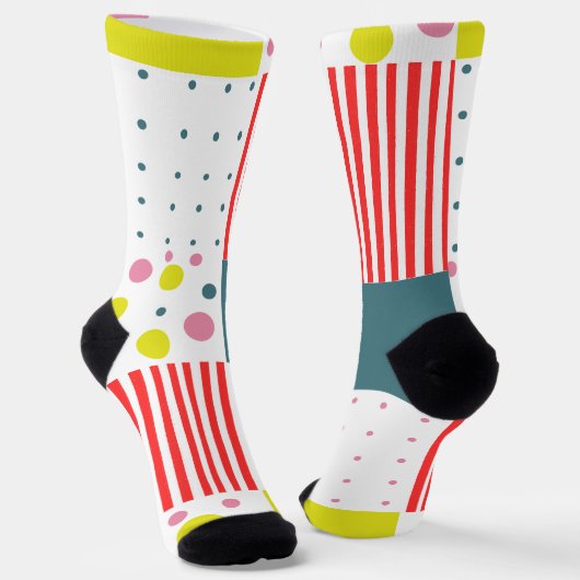  kleurrijk polka dot pattern l Roze and white Sokken (Gebogen)