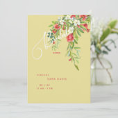 Kleurrijk Pomegranaat Tuscan Yellow & Red Bridal Kaart (Staand voorkant)