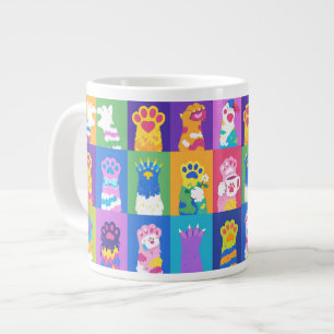 Kleurrijk Pop Art Kat Poot Rasterontwerp Grote Koffiekop