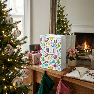 Kleurrijk Pop Art Kerstboompatroon – Merry Po Klein Cadeauzakje