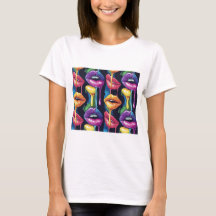 Kleurrijk Pop Art Lippen T-shirt – Krachtig & Arti