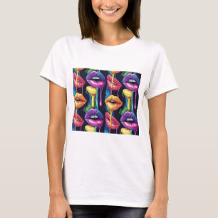 Kleurrijk Pop Art Lippen T-shirt – Krachtig & Arti