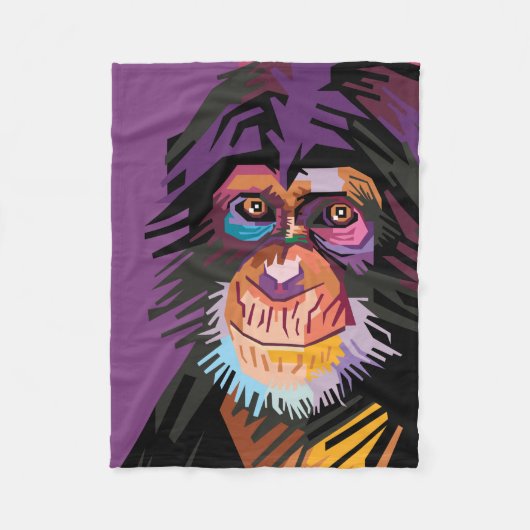 Kleurrijk Pop Art Monkey-portret Fleece Deken (Voorkant)
