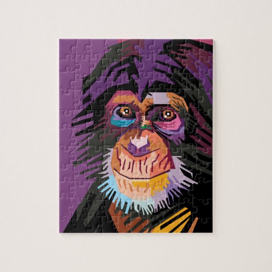 Kleurrijk Pop Art Monkey-portret Legpuzzel (Verticaal)