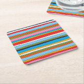 Kleurrijk Pop Stripes Lined Pattern Kartonnen Onderzetters (Schuin)