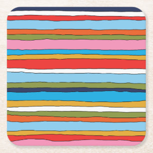 Kleurrijk Pop Stripes Lined Pattern Kartonnen Onderzetters
