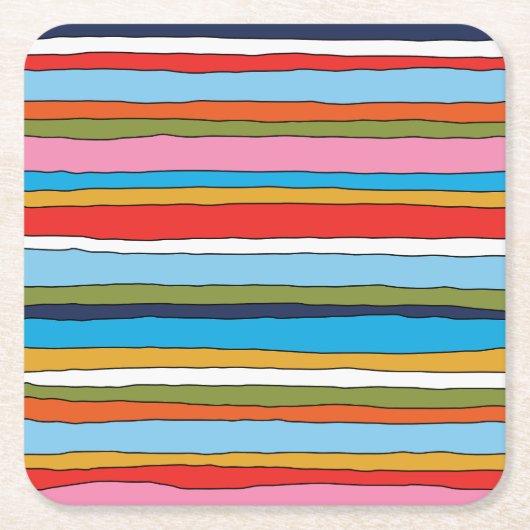 Kleurrijk Pop Stripes Lined Pattern Kartonnen Onderzetters (Voorkant)