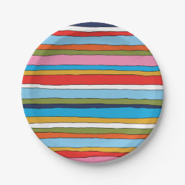 Kleurrijk Pop Stripes Lined Pattern Papieren Bordje