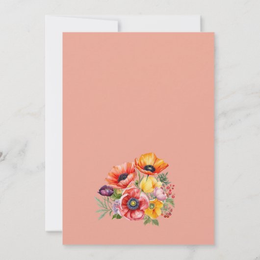 Kleurrijk Poppies Vrijgezellenfeest Kaart (Achterkant)