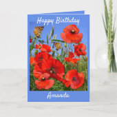 Kleurrijk Poppy Field Aangepaste tekst Verjaardag Kaart (Voorkant)