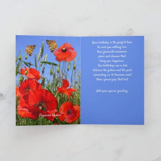 Kleurrijk Poppy Field Aangepaste tekst Verjaardag Kaart (Binnen)