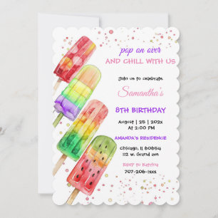 Kleurrijk Popsicle Thema Kinderverjaardagsfeestje Kaart
