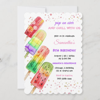 Kleurrijk Popsicle Thema Kinderverjaardagsfeestje Kaart