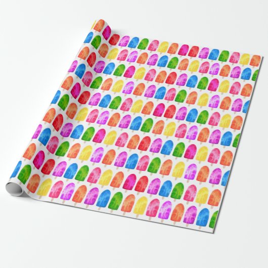 Kleurrijk Popsikel Ice Lolly patroon Cadeaupapier (Uitgerold)