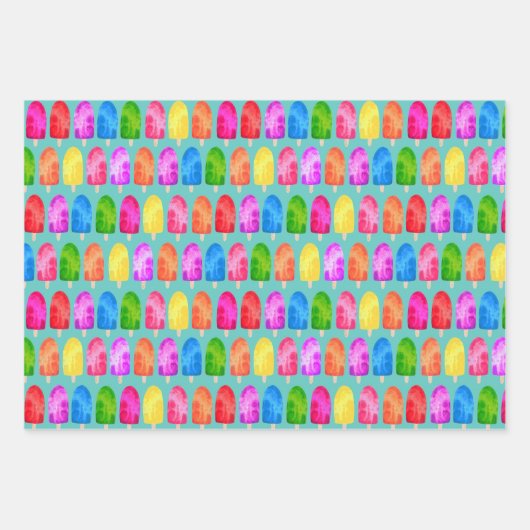 Kleurrijk Popsikel Ice Lolly patroon Inpakpapier Vel (Voorkant 2)