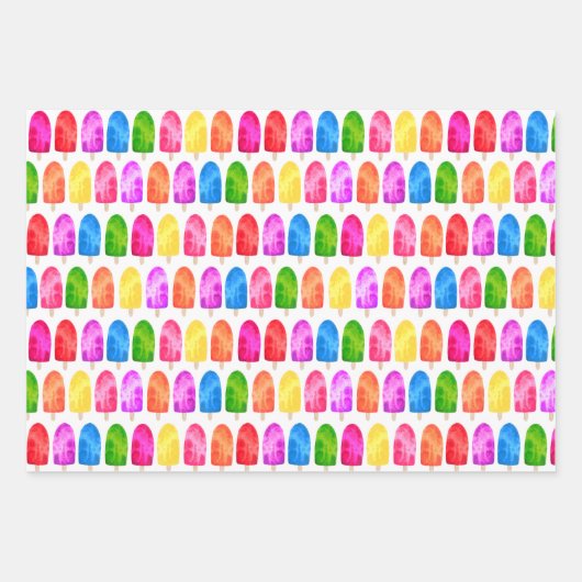 Kleurrijk Popsikel Ice Lolly patroon Inpakpapier Vel (Voorkant)