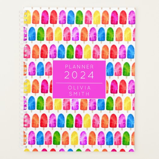 Kleurrijk Popsikel Ice Lolly patroon Planner (Voorkant)