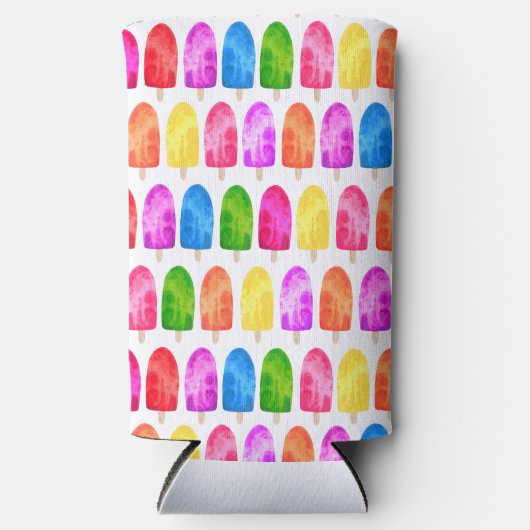 Kleurrijk Popsikel Ice Lolly patroon Seltzer Blikjeskoeler (Voorkant)