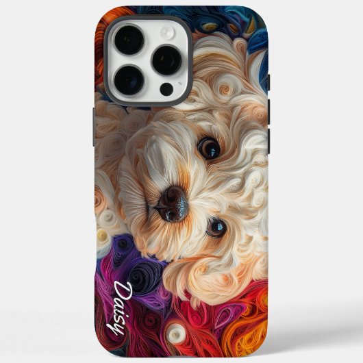 Kleurrijk portret van Bichon Frise Case-Mate iPhone Case (Achterkant)