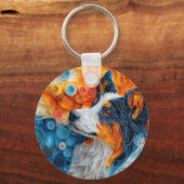 Kleurrijk portret van de Australische herder Sleutelhanger (Voorkant)