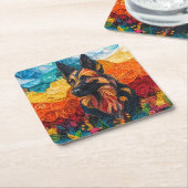 Kleurrijk portret van Duitse herdershond Kartonnen Onderzetters (Schuin)