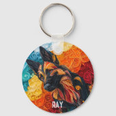 Kleurrijk portret van Duitse herdershond Sleutelhanger (Achterkant)