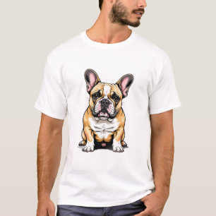 Kleurrijk portret van een Franse Bulldog T-shirt